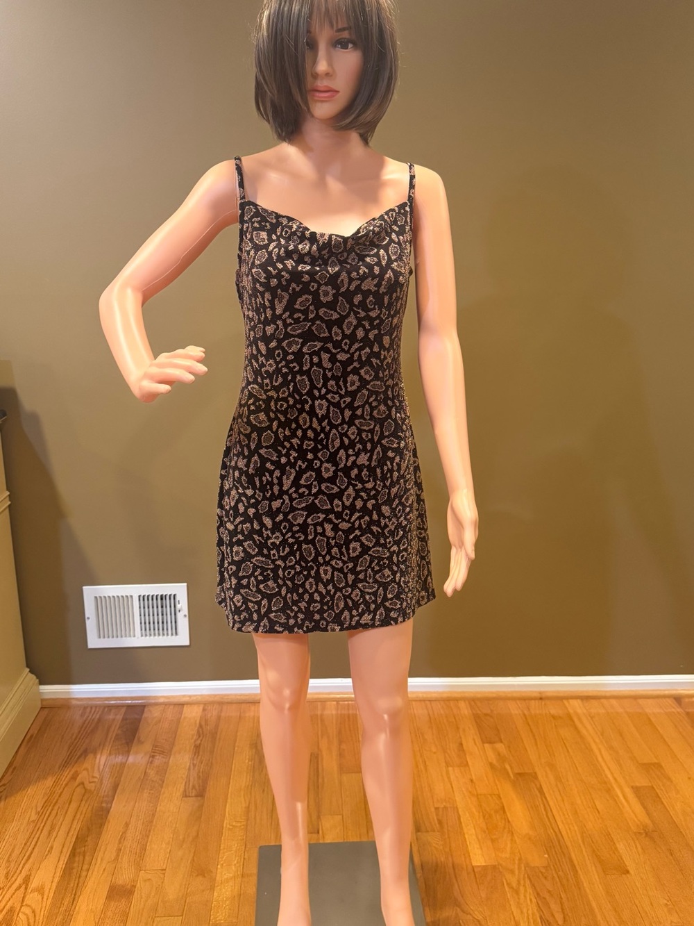 Forever 21 Black & Metallic Gold Slip Dress